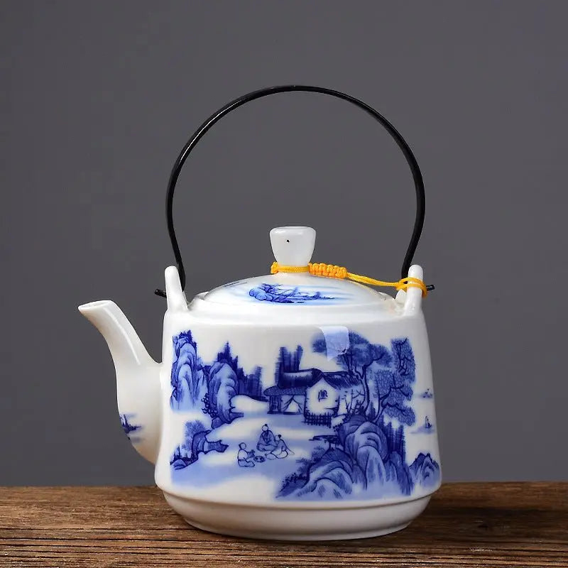 Ceramic Handle Kaolin Teapot: Elegant Kitchenware Inspired by East Asian Craftsmanship - Frostmere#original_value#