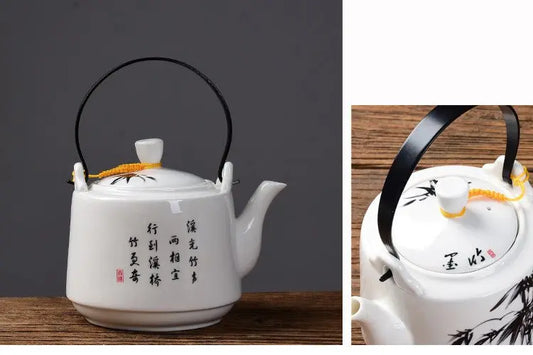 Ceramic Handle Kaolin Teapot: Elegant Kitchenware Inspired by East Asian Craftsmanship - Frostmere#original_value#