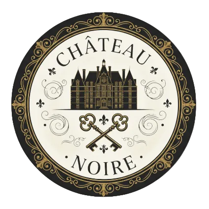 Chateau Noire Logo, Round, Cross Keys, Medieval French Castle