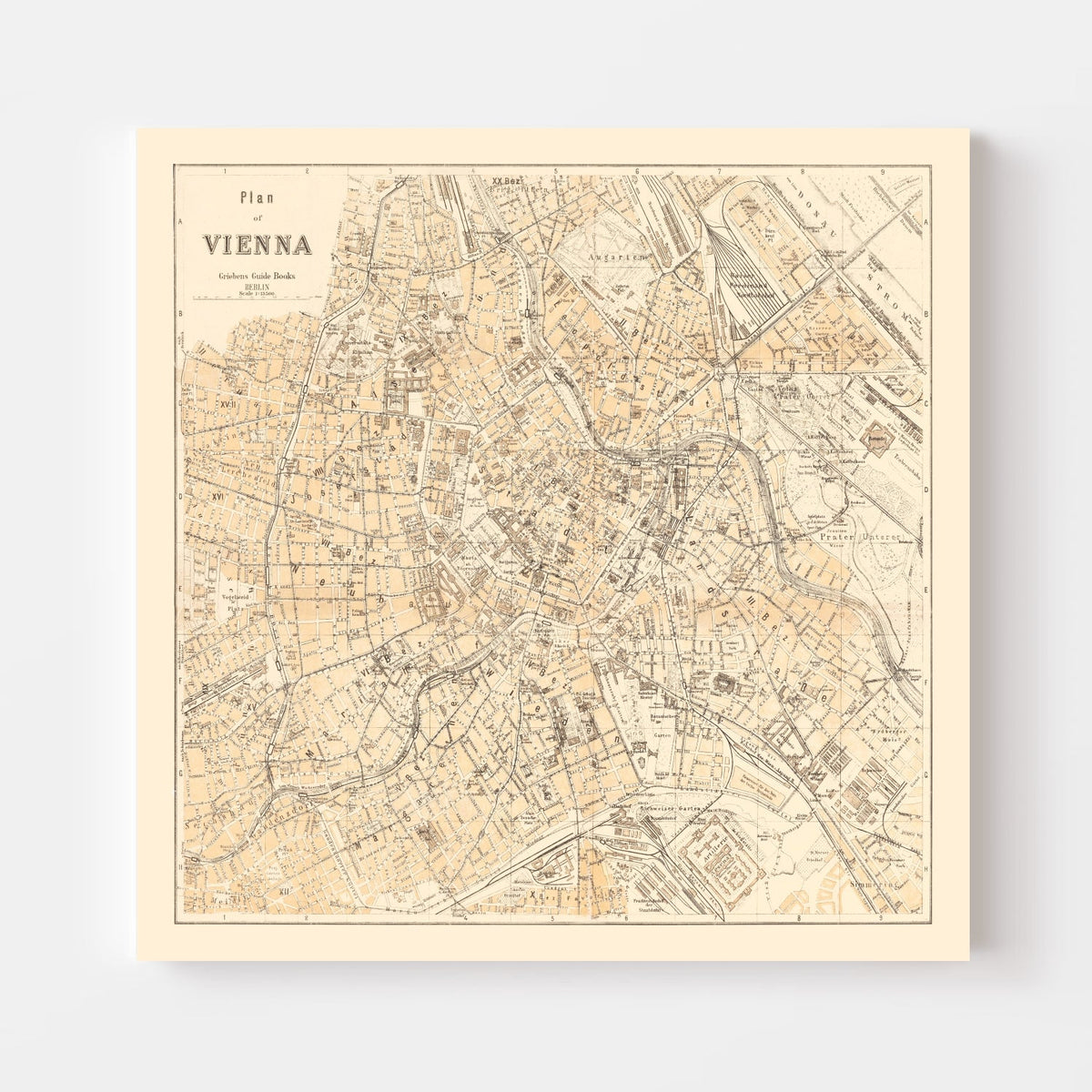 Vienna 1923 map displayed without a decorative frame against a pale background