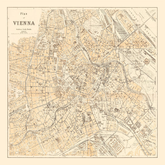 Full restored Vienna 1923 map artwork in muted cream and peach tones