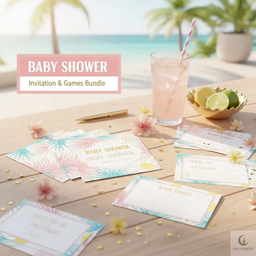 Baby Shower Invitation & Games Bundle — Digital Download