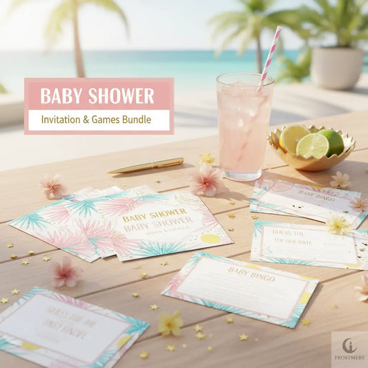 Baby Shower Invitation & Games Bundle — Digital Download
