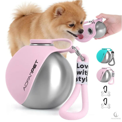 Portable Dog Water Bottle & Travel Bowl – Stainless Steel