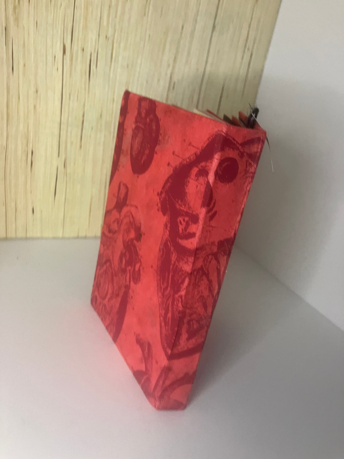 Red anatomical-heart journal showing its back cover