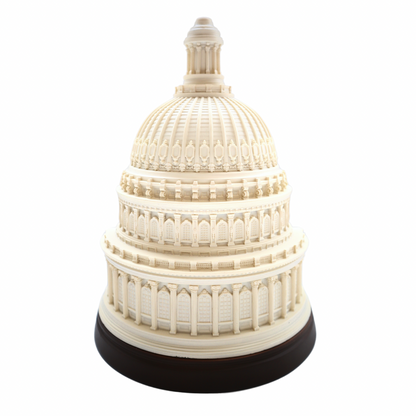 Front view of a Capitol dome bookend with detailed columns and dark base