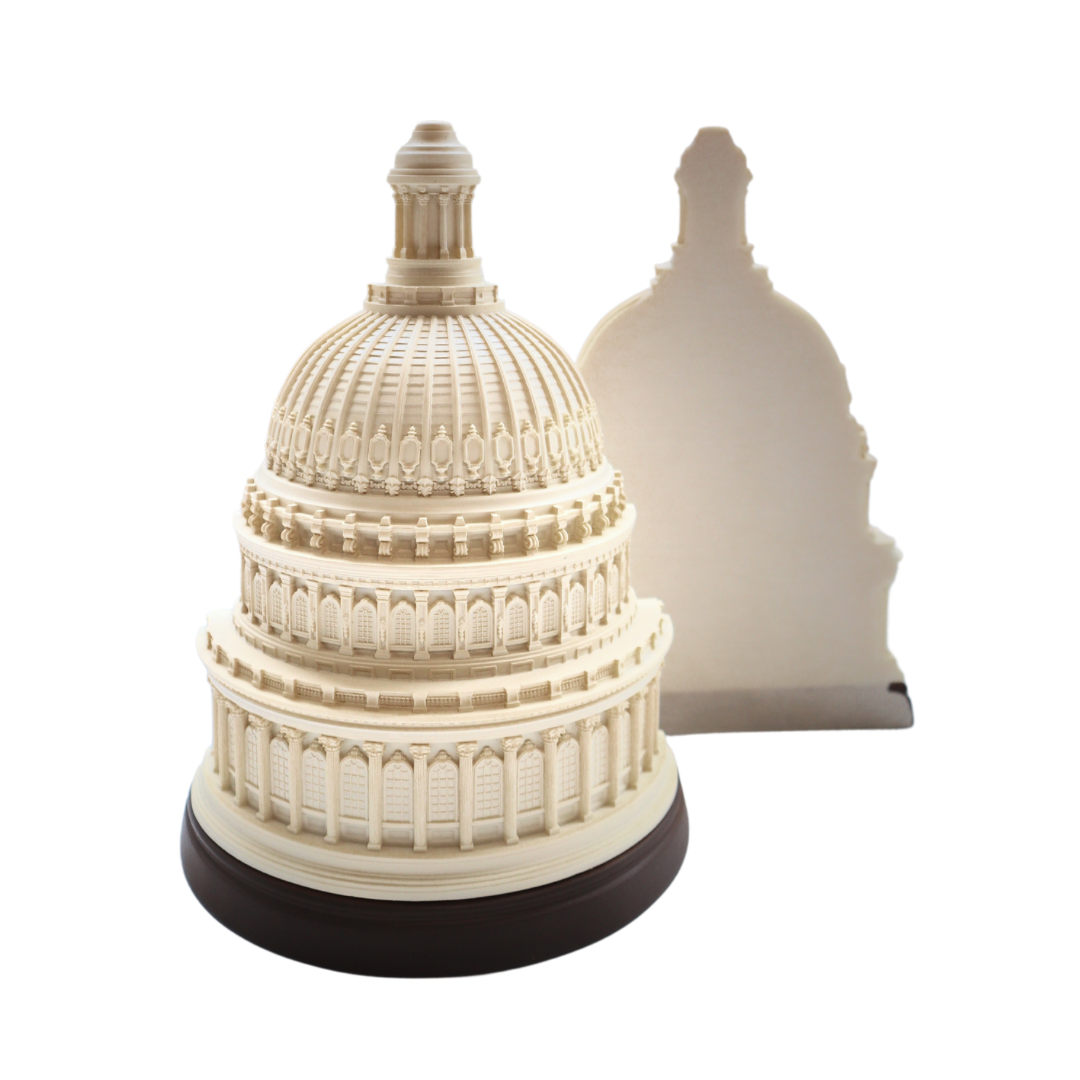 Capitol dome bookends showing the sculpted front and flat reverse