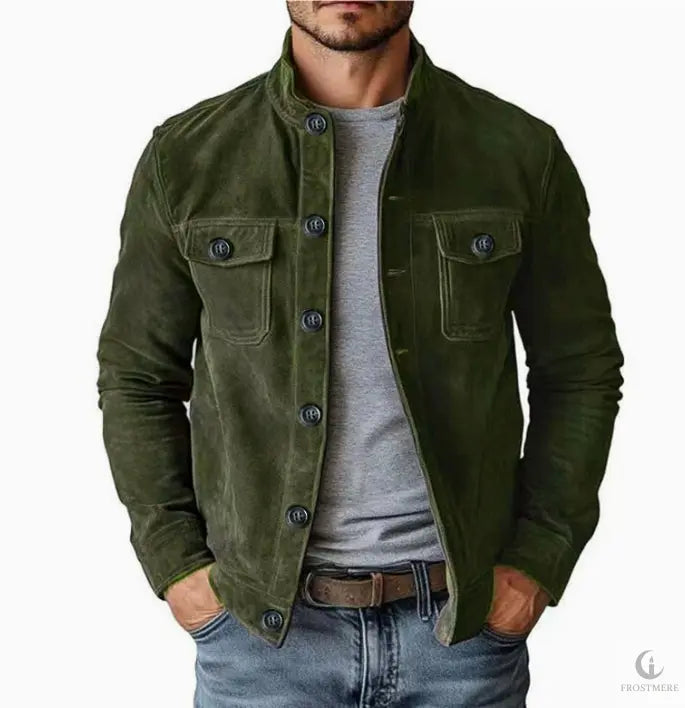 Men's Vintage Motorcycle Jacket – Faux Suede Single-Breasted Coat