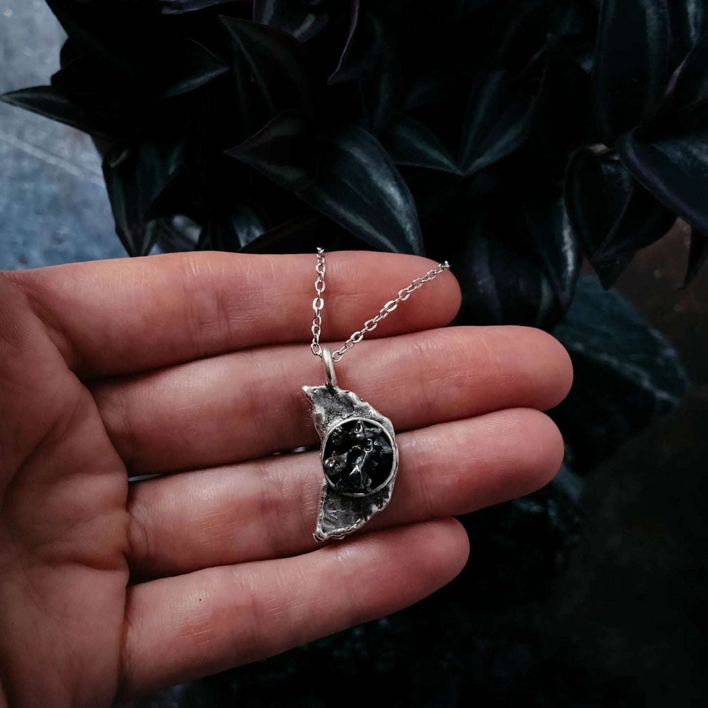 Crescent Moon Necklace with Authentic Meteorite - FrostmereCrescent Moon Necklace with Authentic Meteorite DC - Yugen Handmade