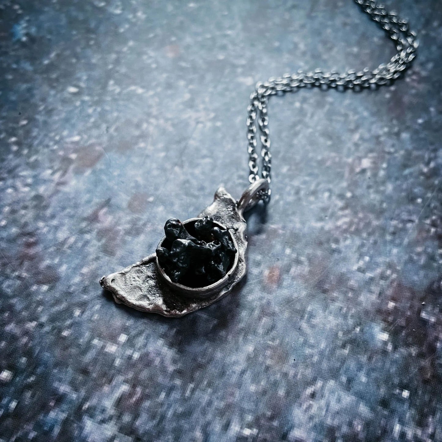 Crescent Moon Necklace with Authentic Meteorite - FrostmereCrescent Moon Necklace with Authentic Meteorite DC - Yugen Handmade