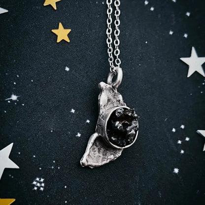 Crescent Moon Necklace with Authentic Meteorite - FrostmereCrescent Moon Necklace with Authentic Meteorite DC - Yugen Handmade