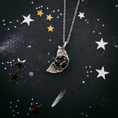 Crescent Moon Necklace with Authentic Meteorite - FrostmereCrescent Moon Necklace with Authentic Meteorite DC - Yugen Handmade