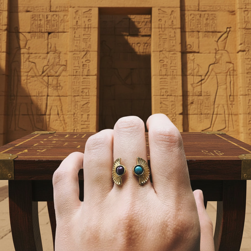 Dawn to Dusk - Two Stone Turquoise Boho Sunburst Ring - FrostmereDawn to Dusk - Two Stone Turquoise Boho Sunburst Ring DC - Yugen Handmade