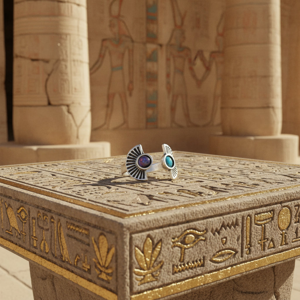 Dawn to Dusk - Two Stone Turquoise Boho Sunburst Ring - FrostmereDawn to Dusk - Two Stone Turquoise Boho Sunburst Ring DC - Yugen Handmade