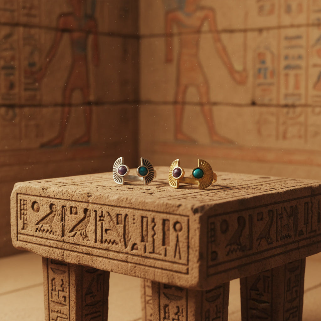 Dawn to Dusk - Two Stone Turquoise Boho Sunburst Ring - FrostmereDawn to Dusk - Two Stone Turquoise Boho Sunburst Ring DC - Yugen Handmade