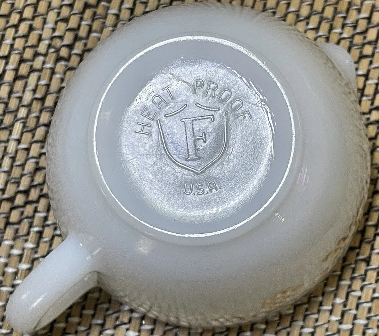 Vintage USA-Made Milk Glass Creamer | Heat-Proof | 1950s Golden Glory Pattern - Frostmere#original_value#