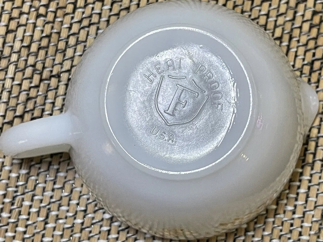 Vintage USA-Made Milk Glass Creamer | Heat-Proof | 1950s Golden Glory Pattern - Frostmere#original_value#