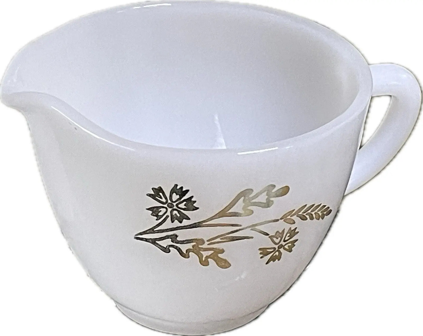 Vintage USA-Made Milk Glass Creamer | Heat-Proof | 1950s Golden Glory Pattern - Frostmere#original_value#