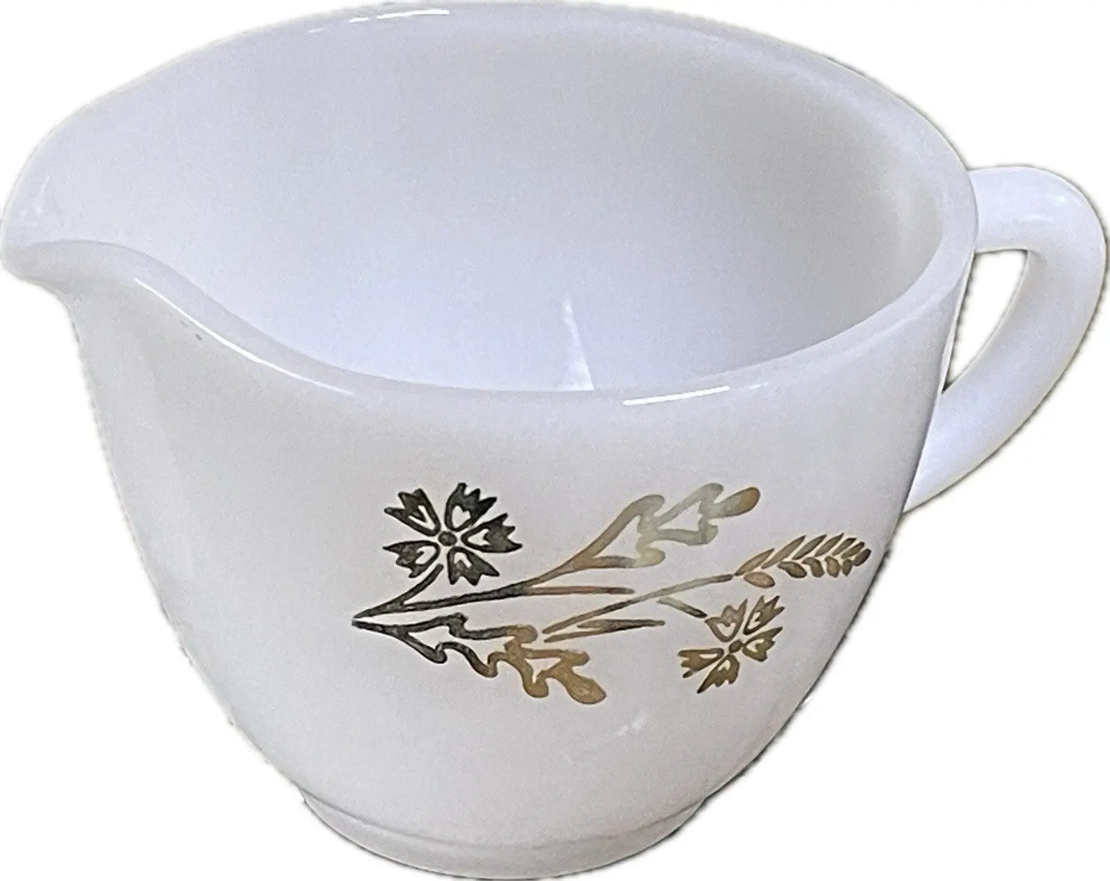 Vintage USA-Made Milk Glass Creamer | Heat-Proof | 1950s Golden Glory Pattern - Frostmere#original_value#