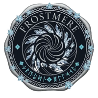 Frostmere logo with icy design and runes on a white background