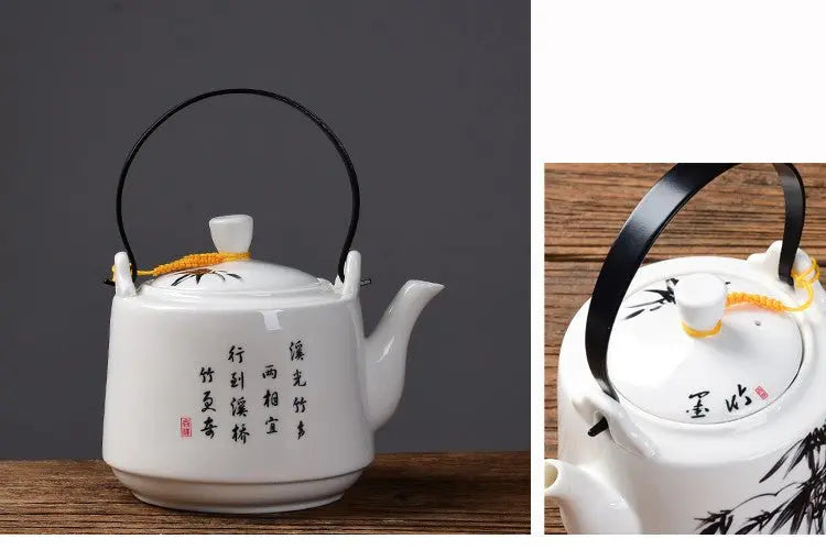 Ceramic Handle Kaolin Teapot: Elegant Kitchenware Inspired by East Asian Craftsmanship - Frostmere#original_value#
