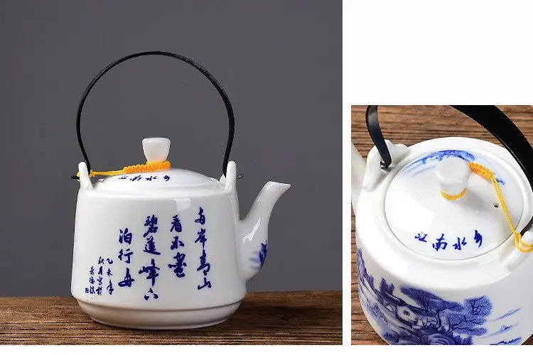 Ceramic Handle Kaolin Teapot: Elegant Kitchenware Inspired by East Asian Craftsmanship - Frostmere#original_value#