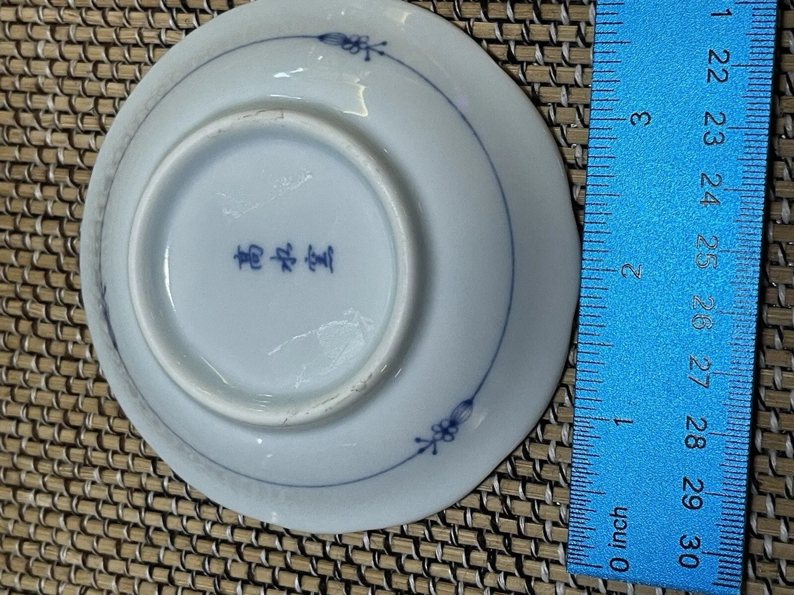 Vintage Japanese Hand-Painted Blue Porcelain Mame Zara Bean Plate - Frostmere