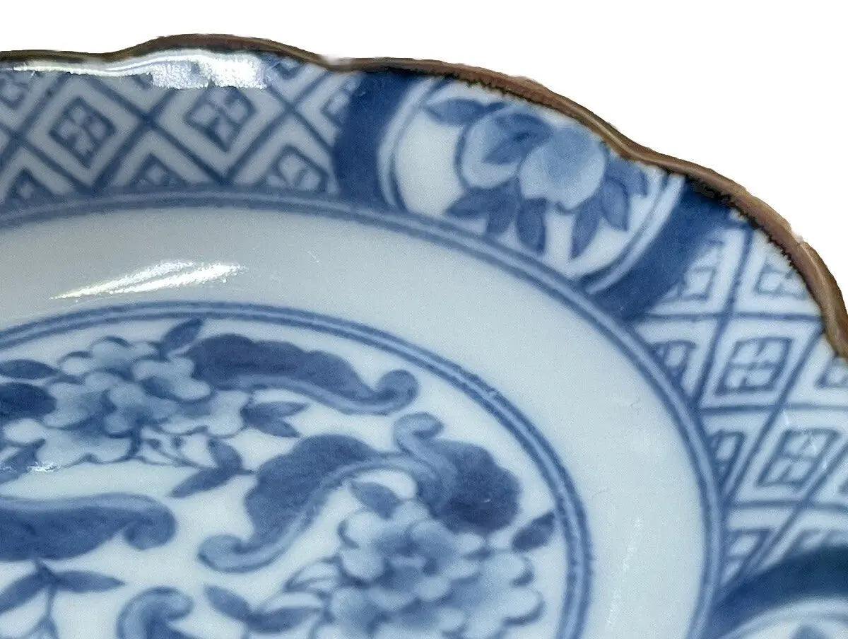 Vintage Japanese Hand-Painted Blue Porcelain Mame Zara Bean Plate - Frostmere