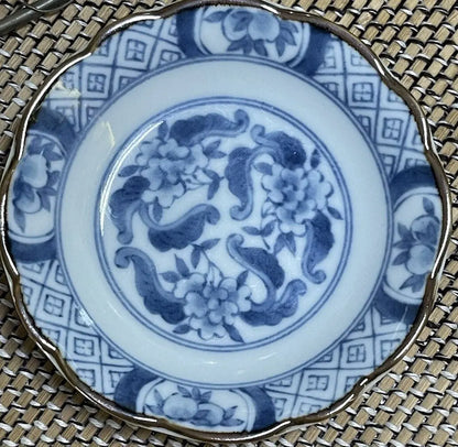 Vintage Japanese Hand-Painted Blue Porcelain Mame Zara Bean Plate - Frostmere