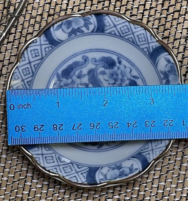 Vintage Japanese Hand-Painted Blue Porcelain Mame Zara Bean Plate - Frostmere