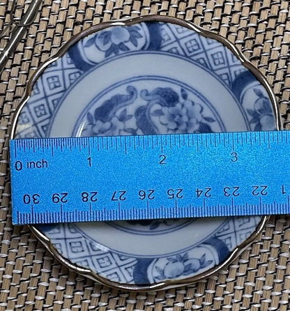 Vintage Japanese Hand-Painted Blue Porcelain Mame Zara Bean Plate - Frostmere