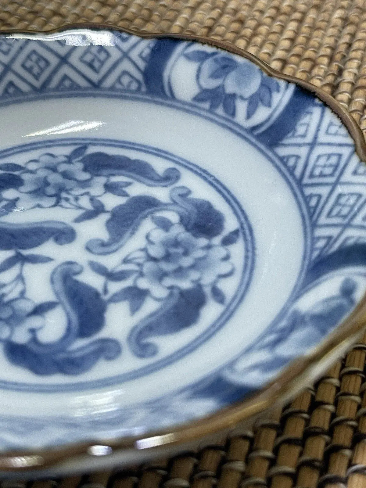 Vintage Japanese Hand-Painted Blue Porcelain Mame Zara Bean Plate - Frostmere