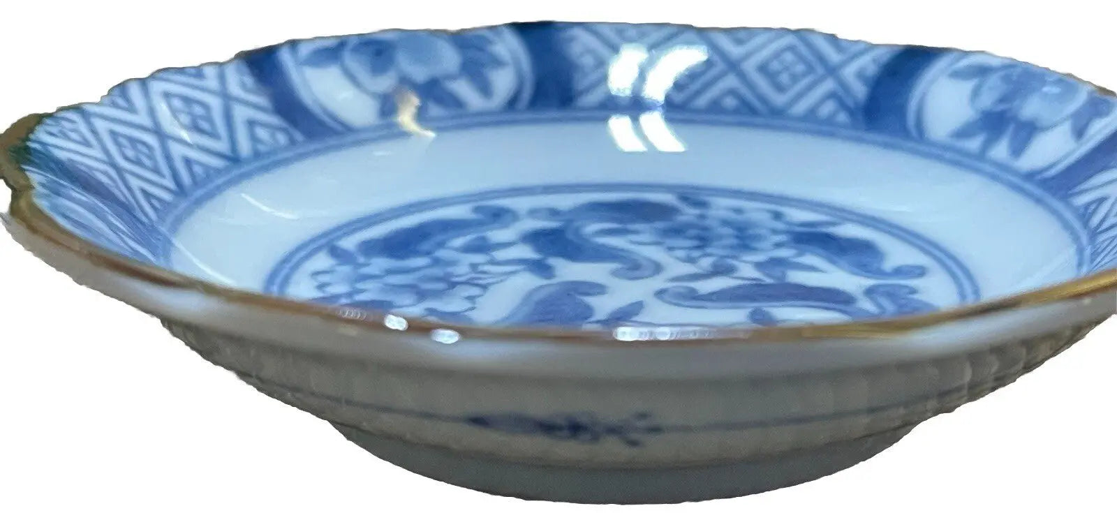 Vintage Japanese Hand-Painted Blue Porcelain Mame Zara Bean Plate - Frostmere