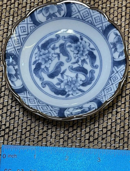 Vintage Japanese Hand-Painted Blue Porcelain Mame Zara Bean Plate - Frostmere