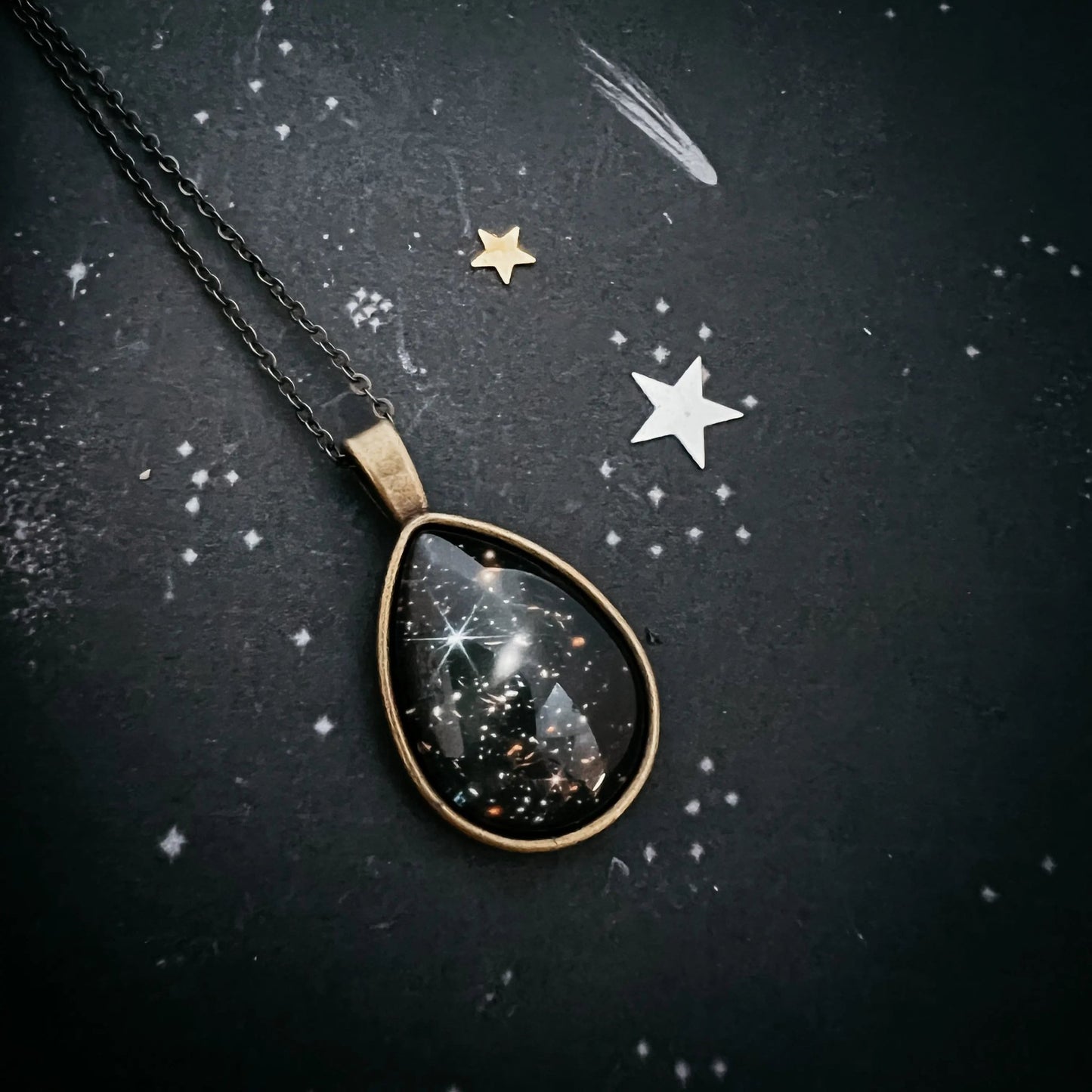 JWST Deep Field Drops in Cosmic Ocean Teardrop Necklace - FrostmereJWST Deep Field Drops in Cosmic Ocean Teardrop Necklace DC - Yugen Handmade