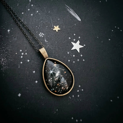 JWST Deep Field Drops in Cosmic Ocean Teardrop Necklace - FrostmereJWST Deep Field Drops in Cosmic Ocean Teardrop Necklace DC - Yugen Handmade