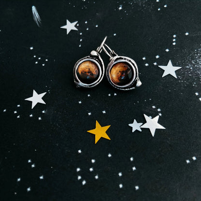 Mars and Moons Earrings - Stud or Leverback - FrostmereMars and Moons Earrings - Stud or Leverback DC - Yugen Handmade