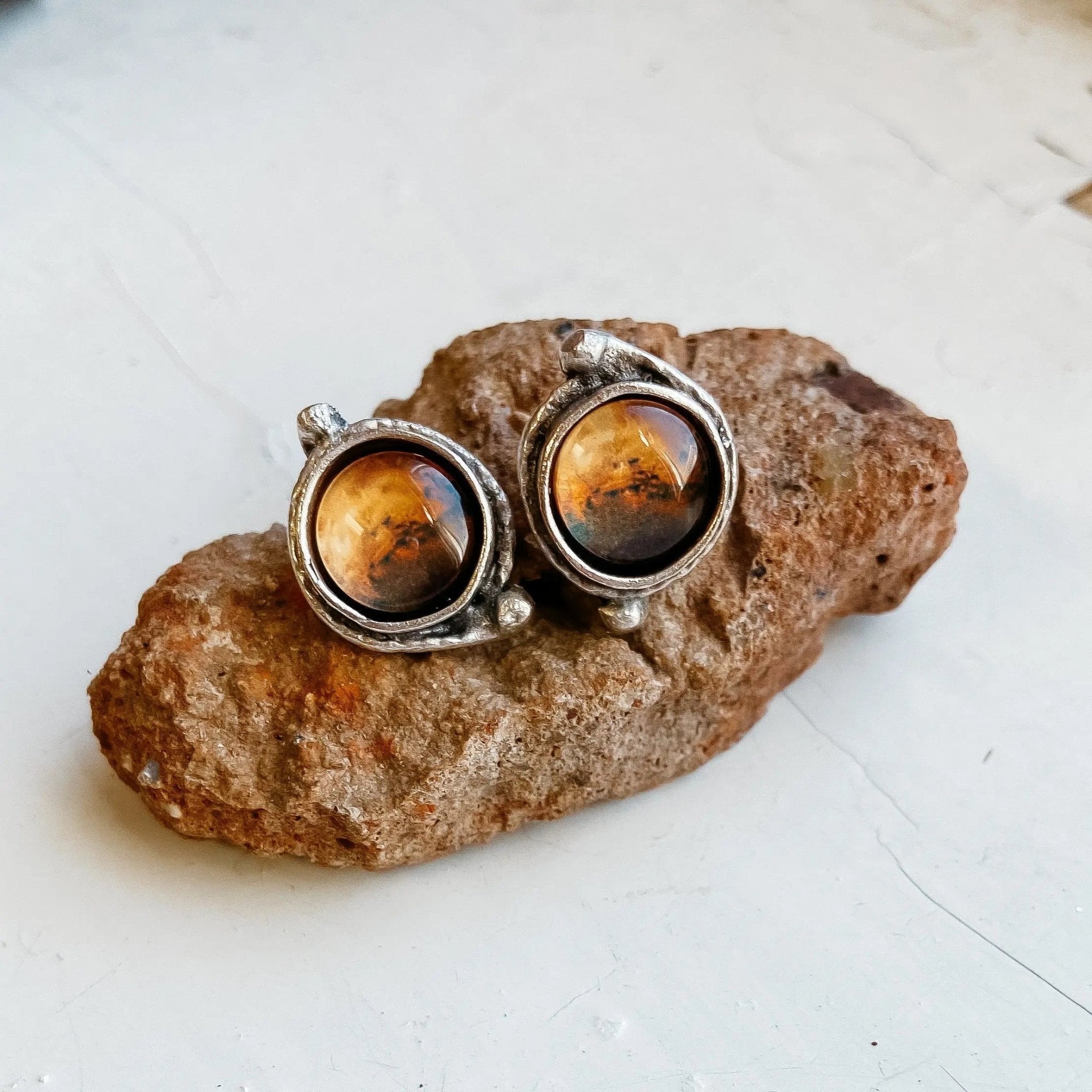 Mars and Moons Earrings - Stud or Leverback - FrostmereMars and Moons Earrings - Stud or Leverback DC - Yugen Handmade