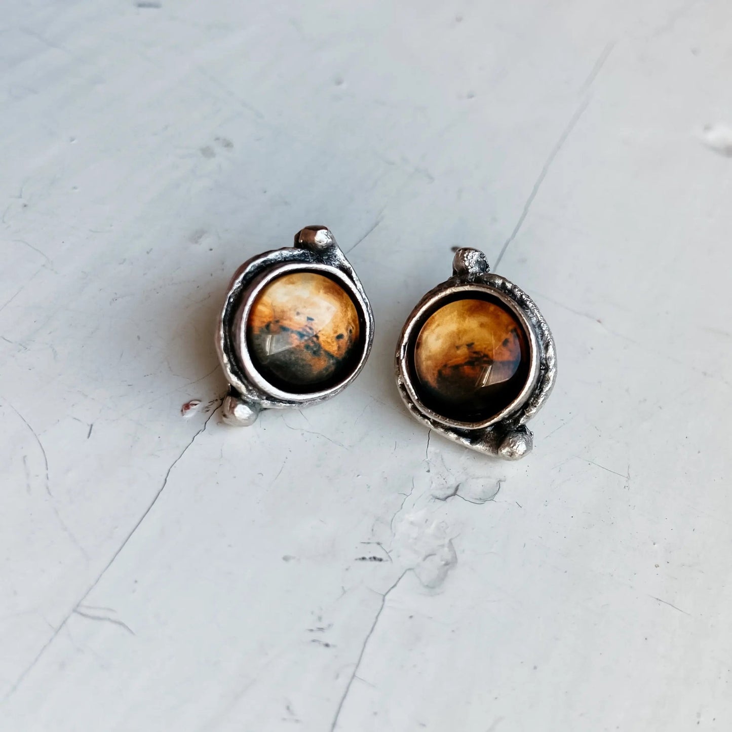 Mars and Moons Earrings - Stud or Leverback - FrostmereMars and Moons Earrings - Stud or Leverback DC - Yugen Handmade