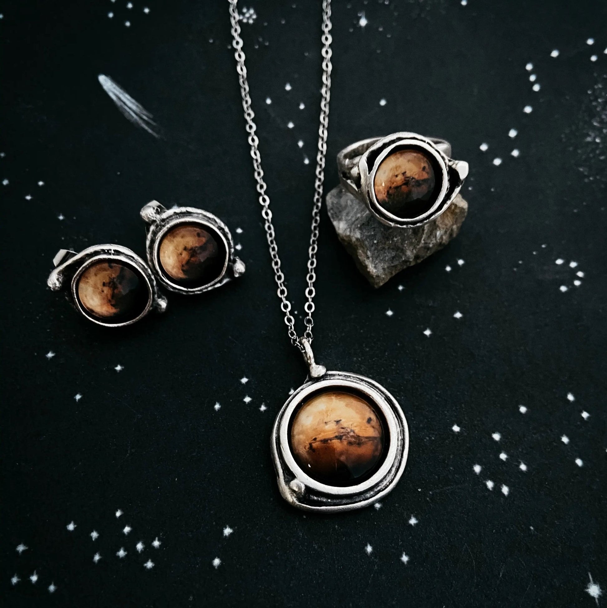 Mars Jewelry Gift Set - Necklace, Earrings, and Ring - FrostmereMars Jewelry Gift Set - Necklace, Earrings, and Ring DC - Yugen Handmade