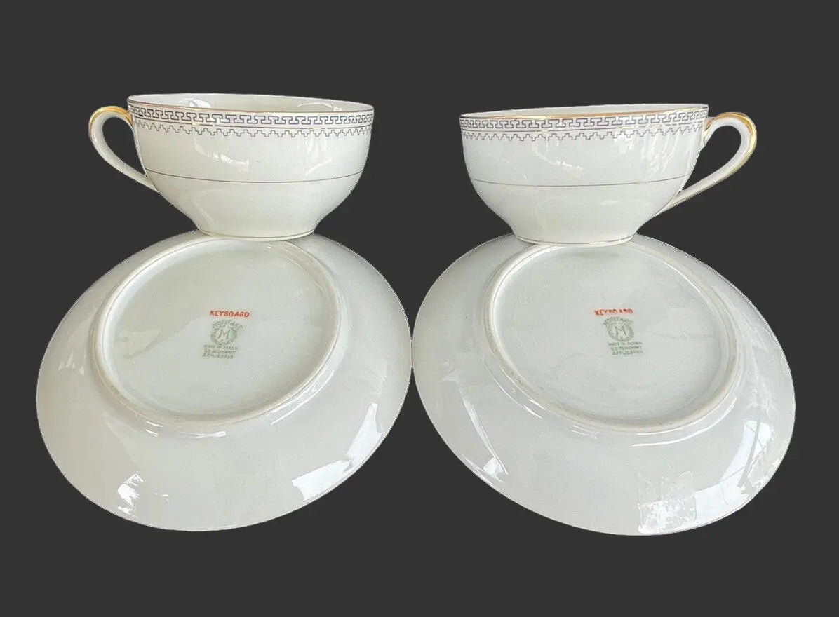 Noritake Keyboard Cup & Saucer Set - Vintage Tea Set with US Design Patent from Japan - Frostmere