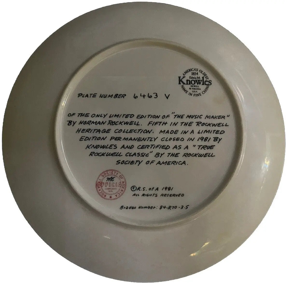 Norman Rockwell 'The Music Maker' Collector Plate | 1981 Knowles Limited Edition - Frostmere