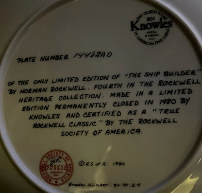 Knowles 1980 Norman Rockwell "The Ship Builder" Limited Edition Collector Plate - Frostmere#original_value#
