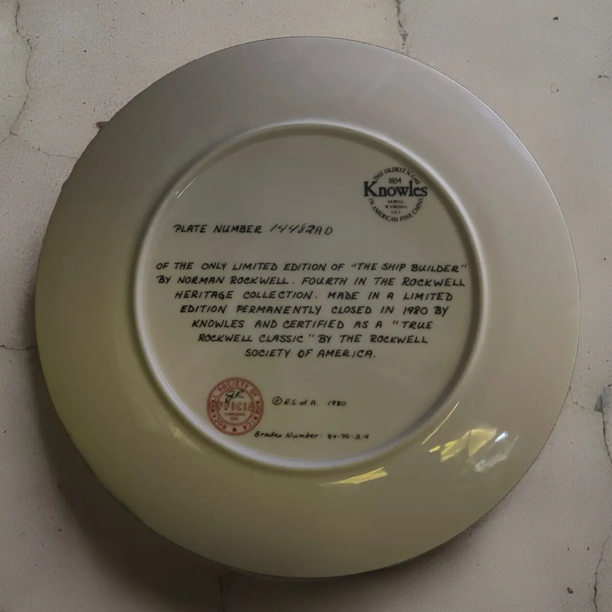 Knowles 1980 Norman Rockwell "The Ship Builder" Limited Edition Collector Plate - Frostmere#original_value#