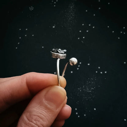 Round Wrap Ring with Authentic Raw Meteorite - FrostmereRound Wrap Ring with Authentic Raw Meteorite DC - Yugen Handmade