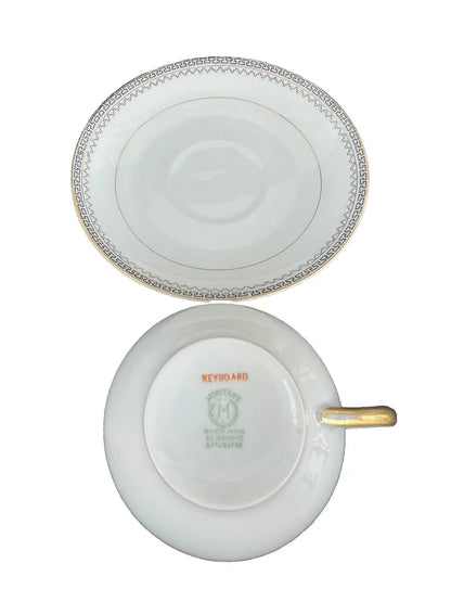 Noritake Keyboard Cup & Saucer Set - Vintage Tea Set with US Design Patent from Japan - Frostmere