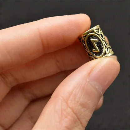 Viking Rune Beard Beads - Norse Hair & Beard Jewelry Set of 24 | Antique Metal - Frostmere