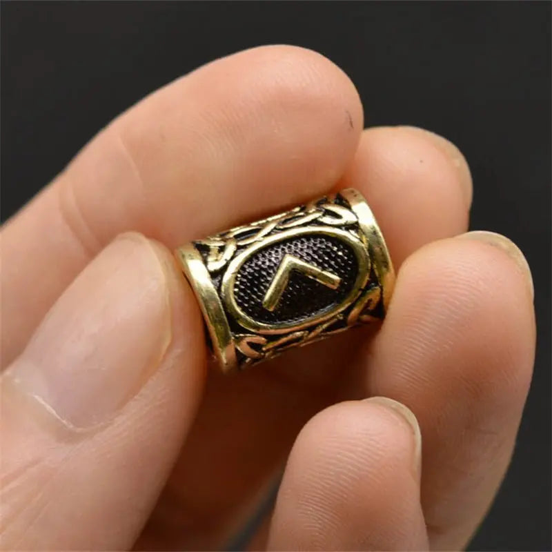 Viking Rune Beard Beads - Norse Hair & Beard Jewelry Set of 24 | Antique Metal - Frostmere