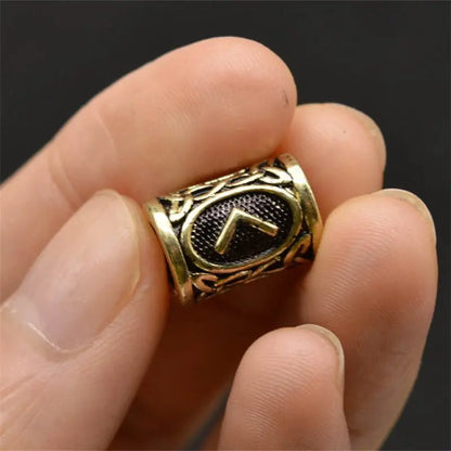 Viking Rune Beard Beads - Norse Hair & Beard Jewelry Set of 24 | Antique Metal - Frostmere