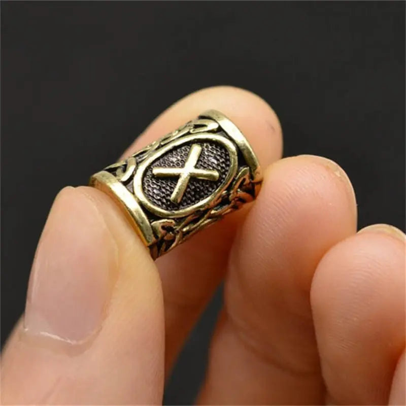 Viking Rune Beard Beads - Norse Hair & Beard Jewelry Set of 24 | Antique Metal - Frostmere